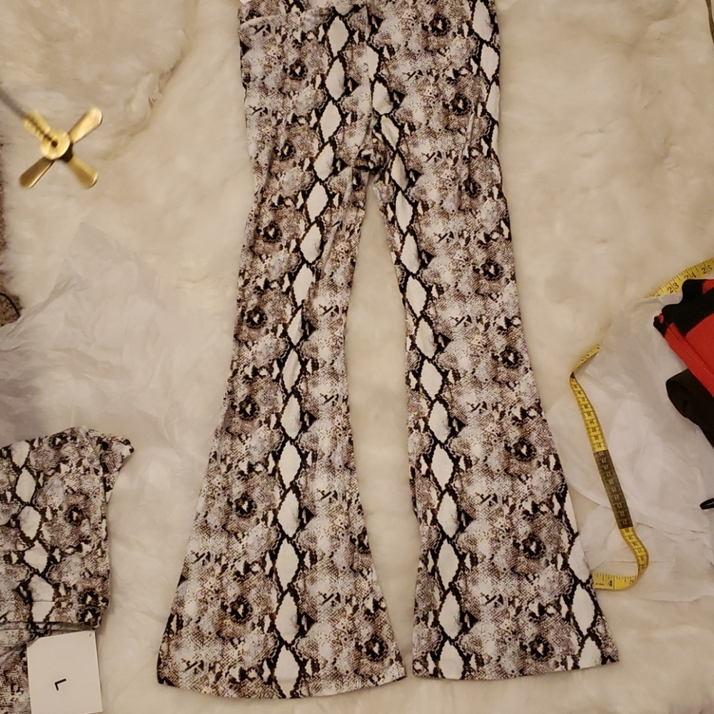 Snakeskin Flare Bell Wide Leg Pants Palazzo - Picture 9 of 9